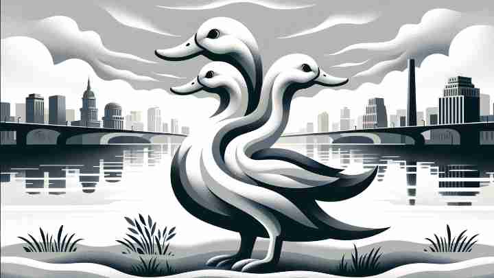 A duck with three heads