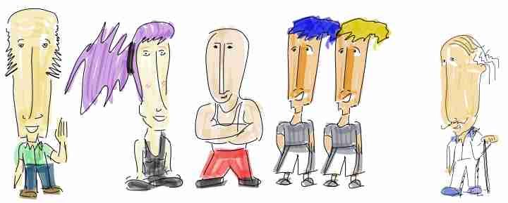 The illustrated characters of a developer team