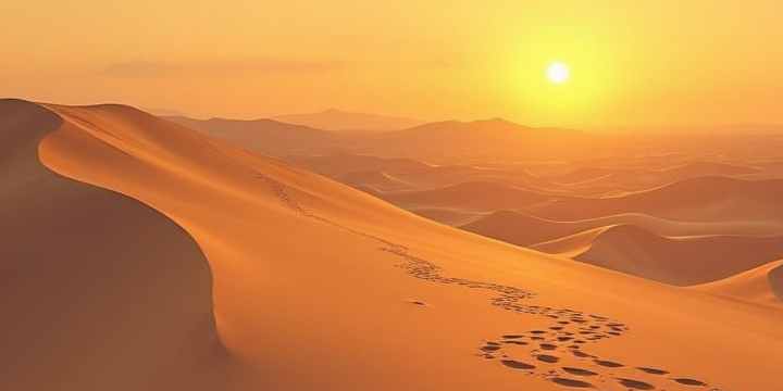Desert with some shoe paths over the sand dunes