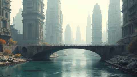 An old bridge inside an old city
