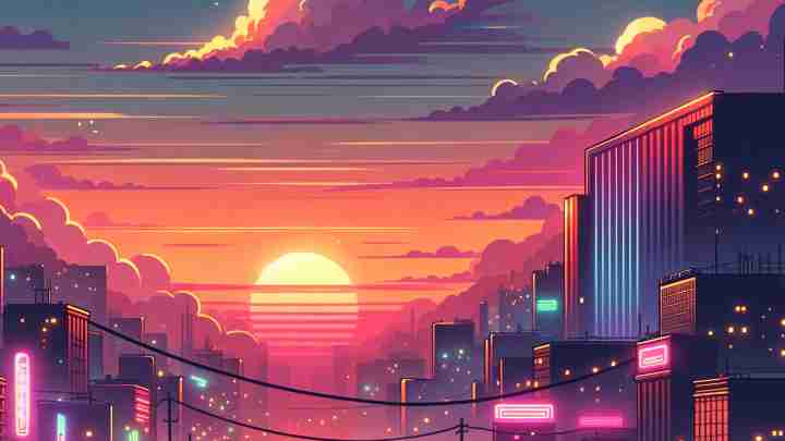 city at sunset