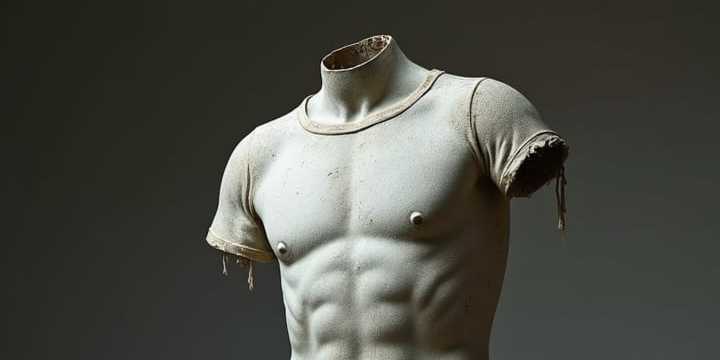 Statue with no head and a sweated t shirt