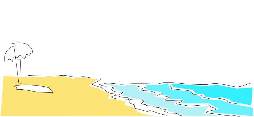 illustration with clouds and a flying umbrella below the sun